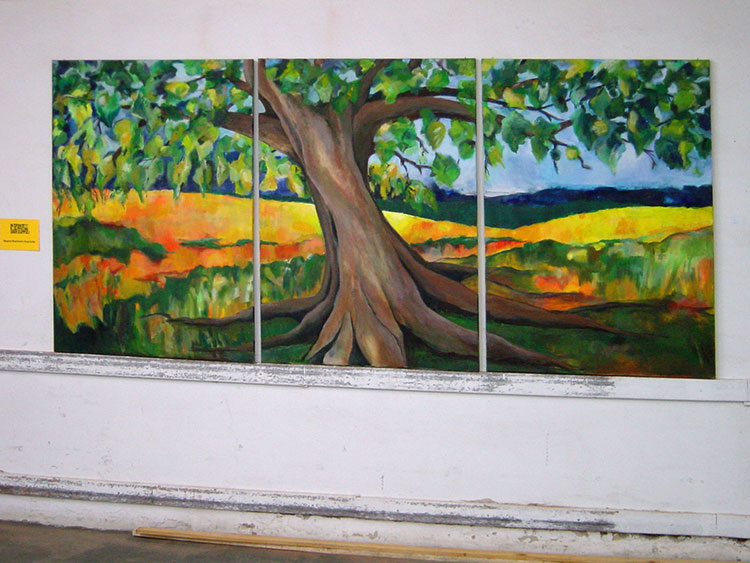 Aktion 'Selbitz zeigt Farbe' Ein dreiteiliges Bid von einem Baum